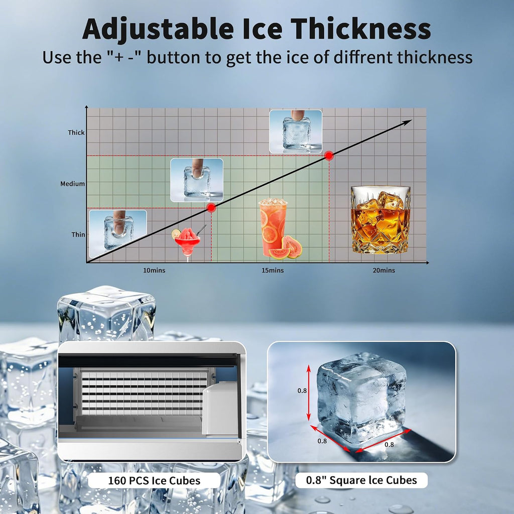 Commercial Ice Maker Machine (550lbs/24H with 130lbs Ice Storage)