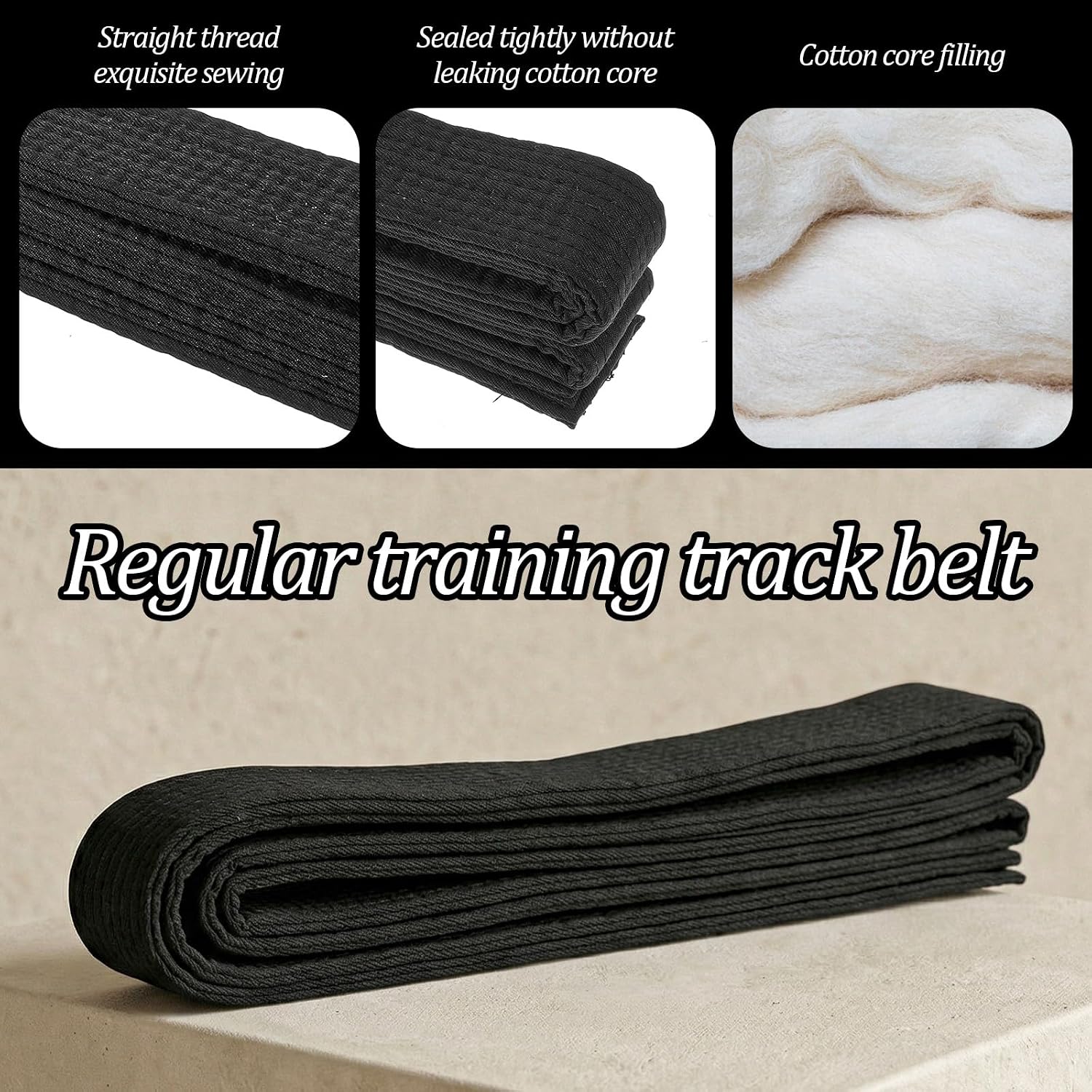 Martial Arts Belt,110 In Black Belt Martial Arts | Durable Karate Belts, Double-Layered Cotton Core