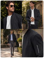 Bomber Jacket Men Black Jacket Casual Mens Jackets Casual Stylish Lightweight Mens Windbreaker Jackets Lightweight