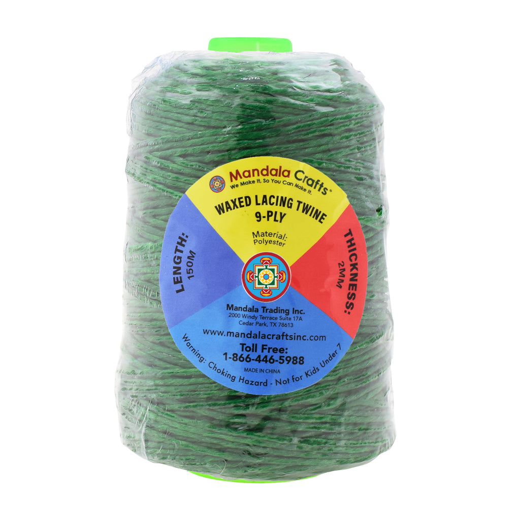 2mm Green Waxed Twine for Rope Whipping with Needle, 164 YDs