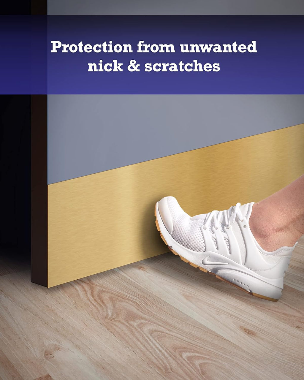 Magnetic Kick Plate, Aluminum, Brass Finish 8 x 34”, 852750 | Shields the lower door from scuffs, magnetic no-drill