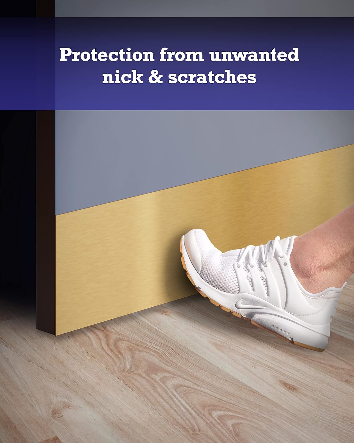 Magnetic Kick Plate, Aluminum, Brass Finish 8 x 34”, 852750 | Shields the lower door from scuffs, magnetic no-drill