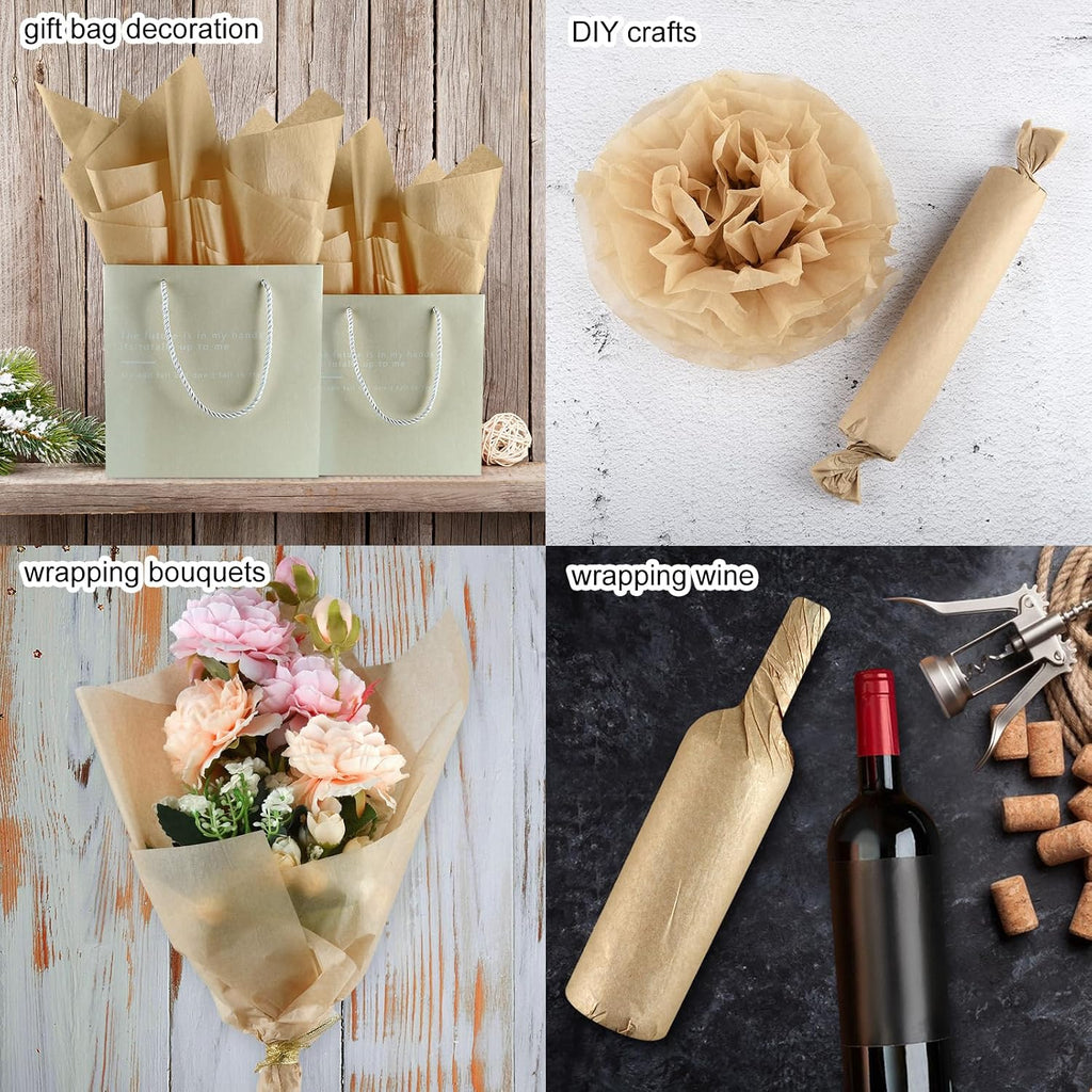 100 Sheets Kraft Wrapping Tissue Paper Gift Bag Decorative