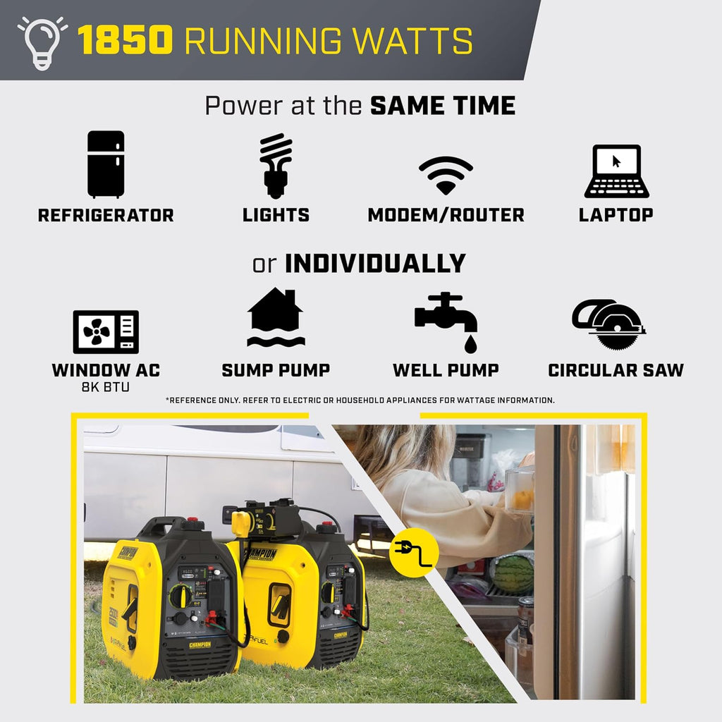 2500-Watt Dual Fuel Portable Inverter Generator with Quiet Technology and CO Shield | 53 dBA quiet, CO Shield auto