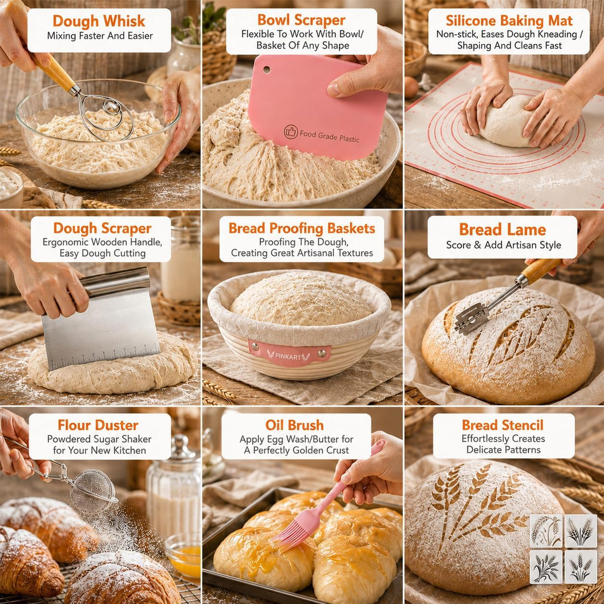 Sourdough Starter Kit with Scale, Cotton Rope Banneton Proofing Baskets | Complete Sourdough Bread Baking Supplies