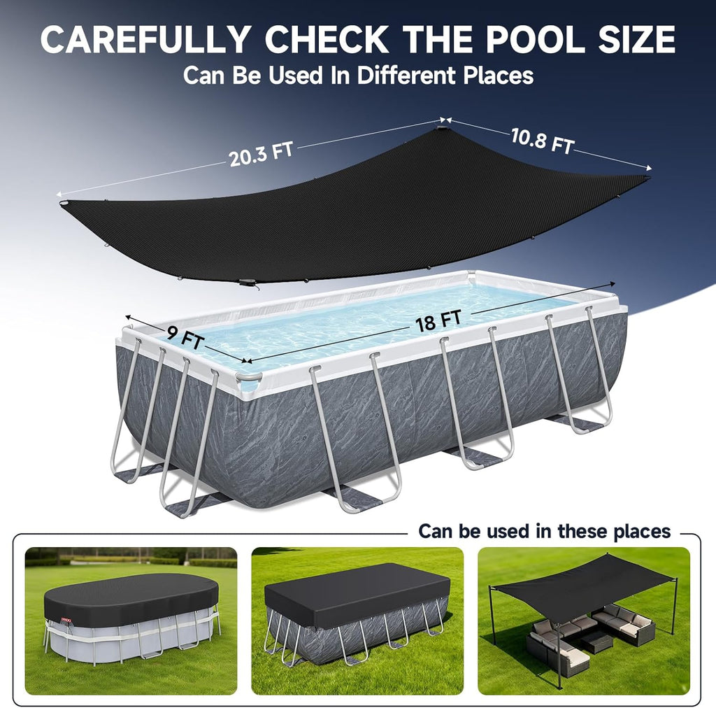 Rectangular Pool Cover for above Ground Pools, Heavy Duty Winter Cover Ideal for Waterproof and Dustproof (9x18 FT