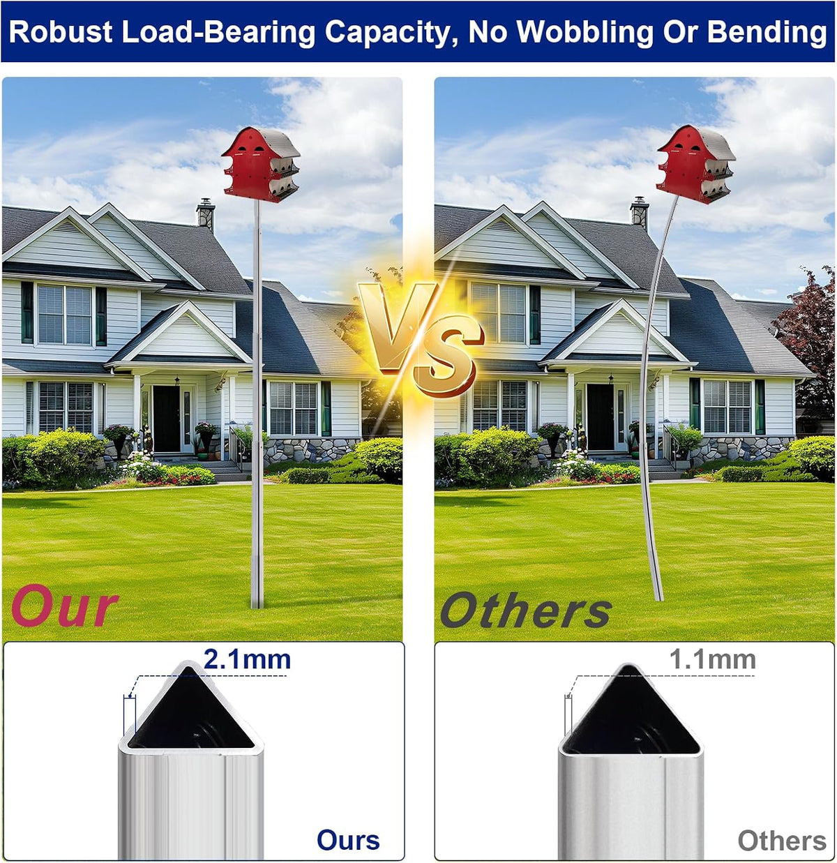 12FT Triangular Purple Martin House Pole, Only Compatible with S&K Purple Martin Houses (12 & 16 Rooms), House Not