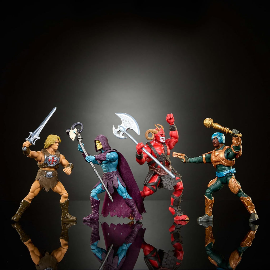 Action Figure Toy 4 Pack, He-Man, Skeletor, Man-at-Arms, and Exclusive Goat Man, 5.5 Inch 2026 Movie Accurate, 14