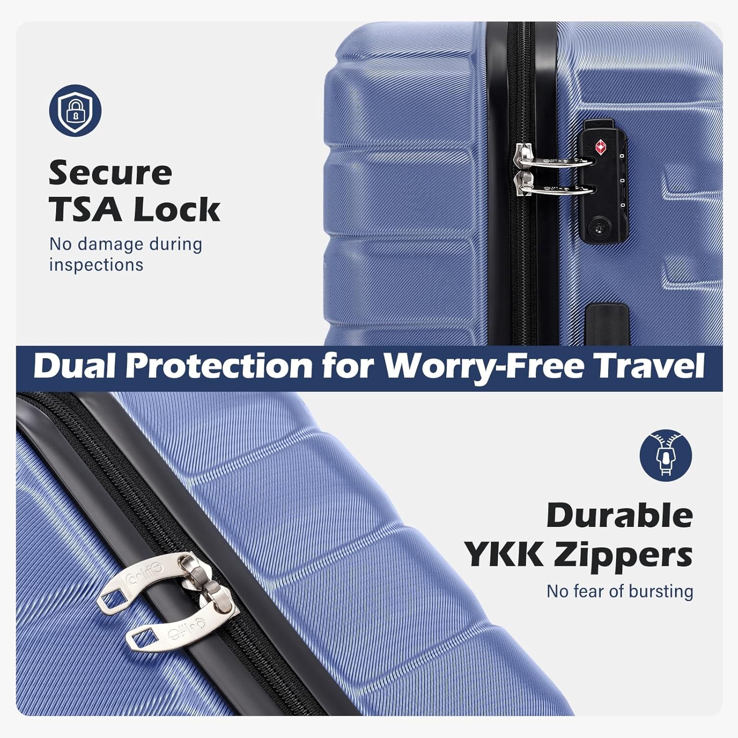 Luggage Sets, 3 Piece Hard Shell Suitcase Set with Spinner Wheels, Expandable Large Checked Luggage, Lightweight