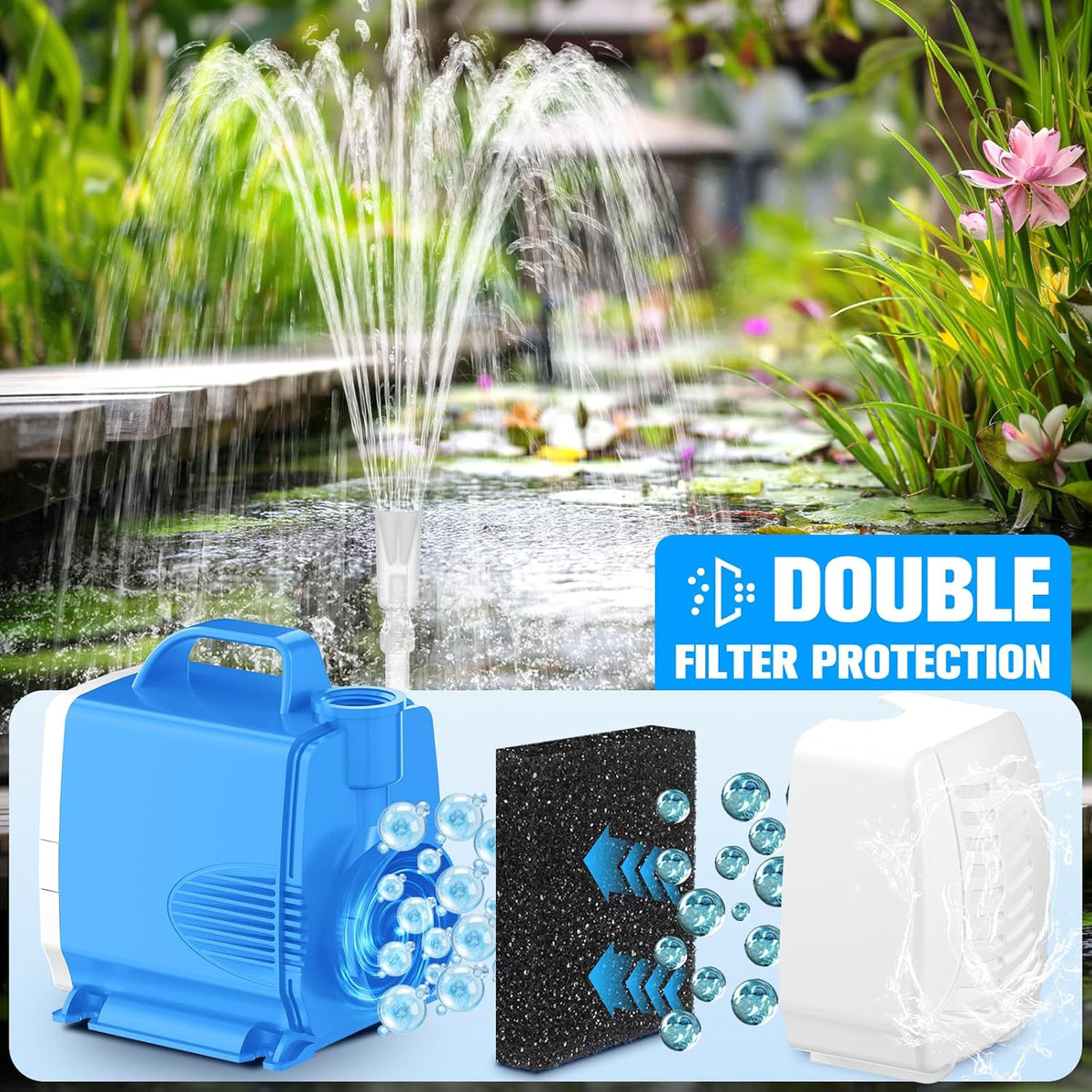 Submersible Pump|Pond Filter System Kit|Pond Filter Fountain