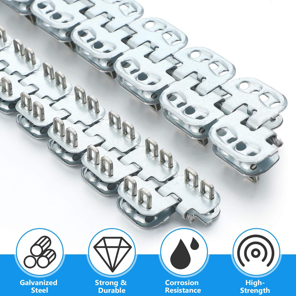 Threlaco 12-inch Conveyor Belt Lacing Fasteners 2 Pairs - Zinc-Plated Carbon Steel Mechanical Splice Kit with 27.5" Continuous Hinge Pin for 1.5-3mm Light-Duty Belts