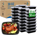 38oz Meal Prep Containers, 50 Pack Disposable Food Storage Boxes with Lids