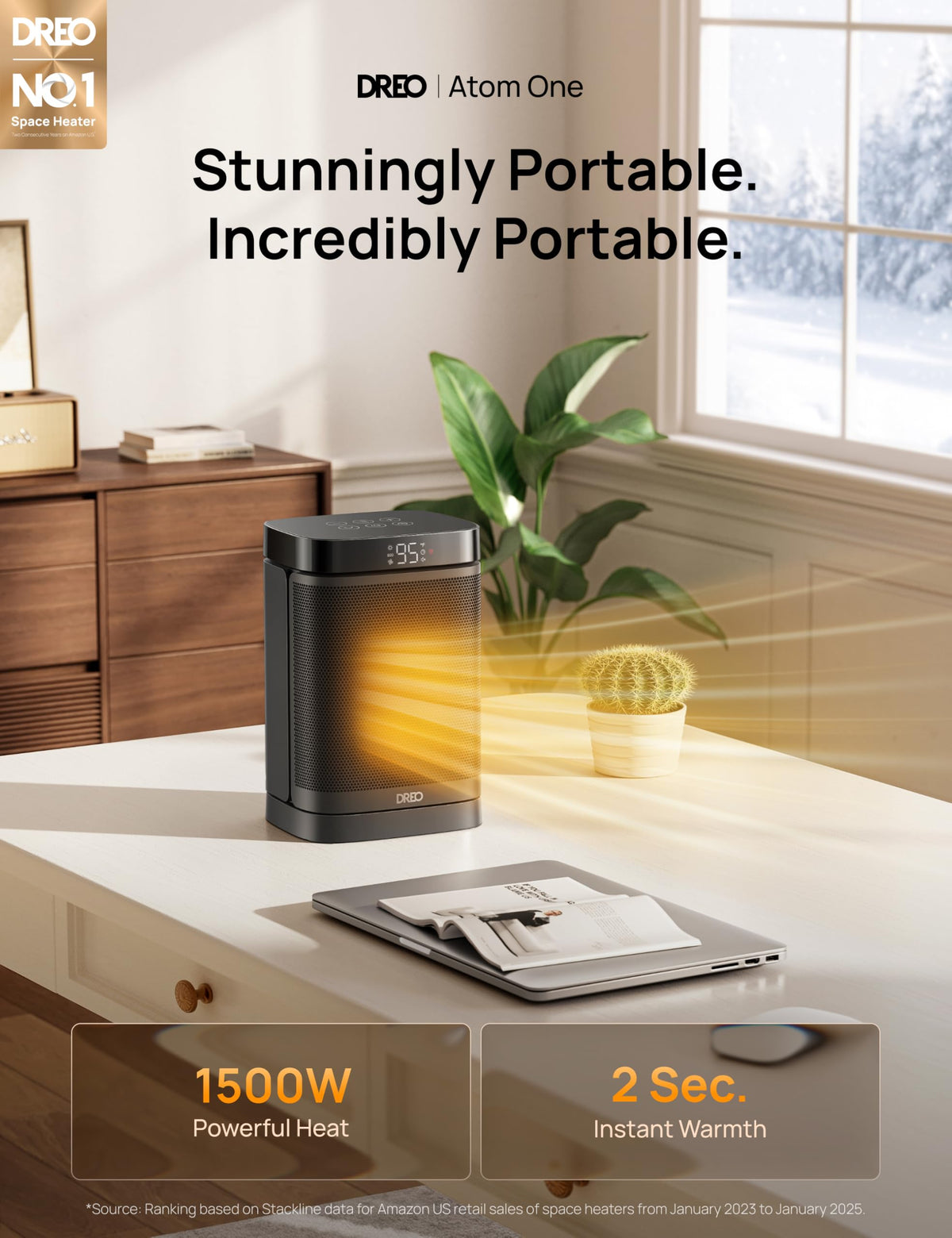 Space Heater, Portable Electric Heaters for Indoor Use wite ECO Mode