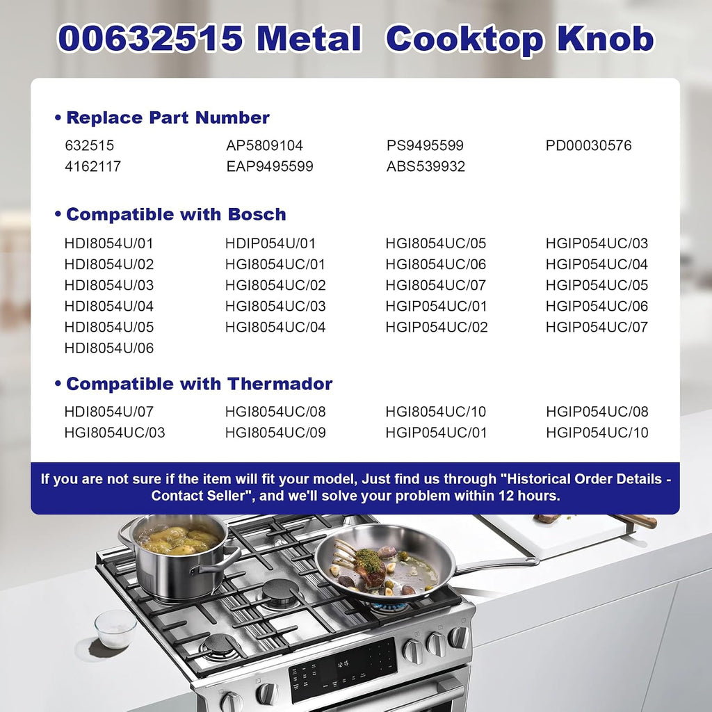 00632515 Range Knobs, 632515 Oven Control Knob Compatible with Bosch HDI8054U HDIP054U HGI8054UC HGIP054UC Series, Replaces 632515 4162117 AP5809104 PS9495599, Stove Top Knob (1-Pack)