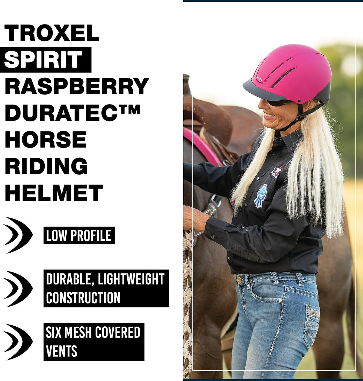 Spirit Duratec Full Coverage Horse Riding Helmet, Adjustable Fit