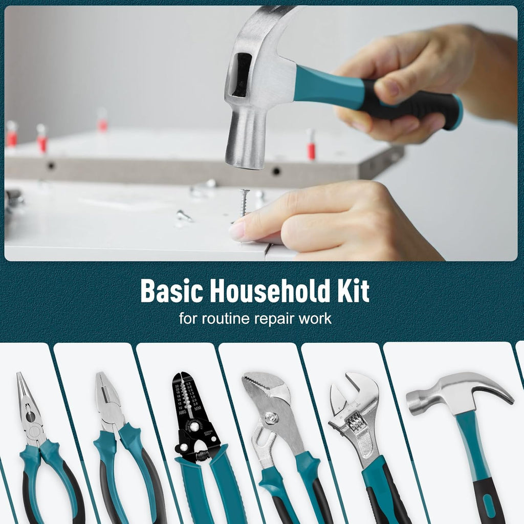 Home Tool Kit 281-PCs - Portable Complete Basic Repair General Hand Tool Sets for Men Women - Full Tool Set with