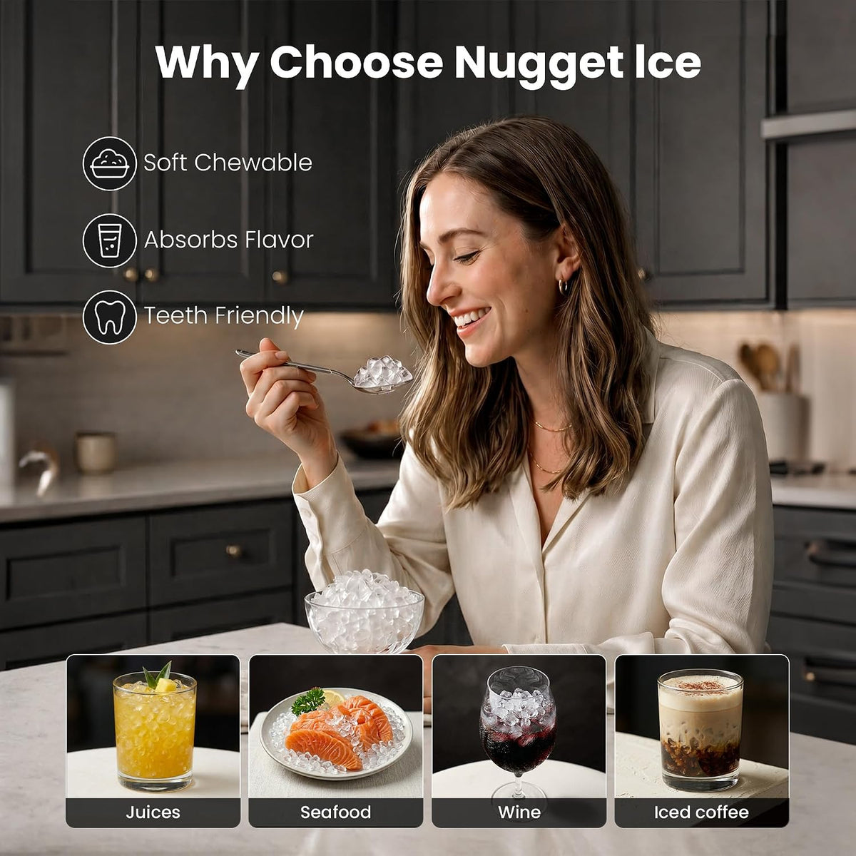 Nugget Ice Makers Countertop, 35lbs/Day Crushed Ice Machine