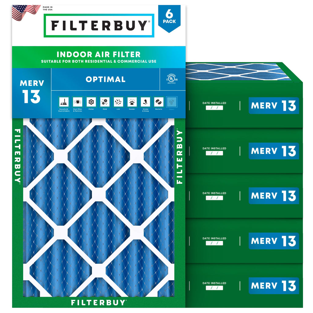 12x20x4 Air Filter MERV 13 Smoke & Allergy Defense (6-Pack)