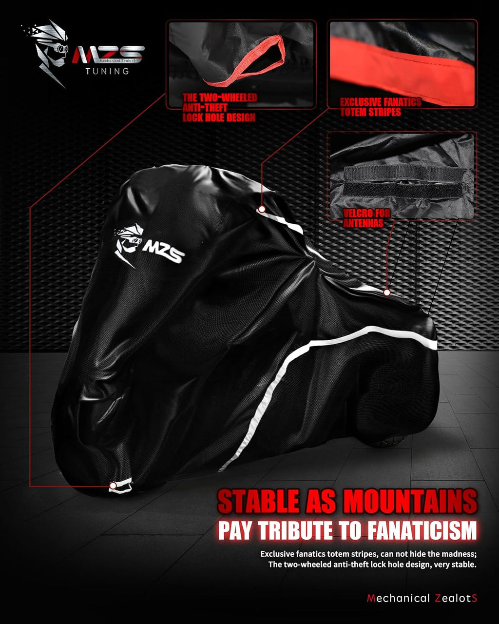 Motorcycle Cover Waterproof Outdoor, 420D All Season Weather Touring Protection Cover Storage fit up to 107"