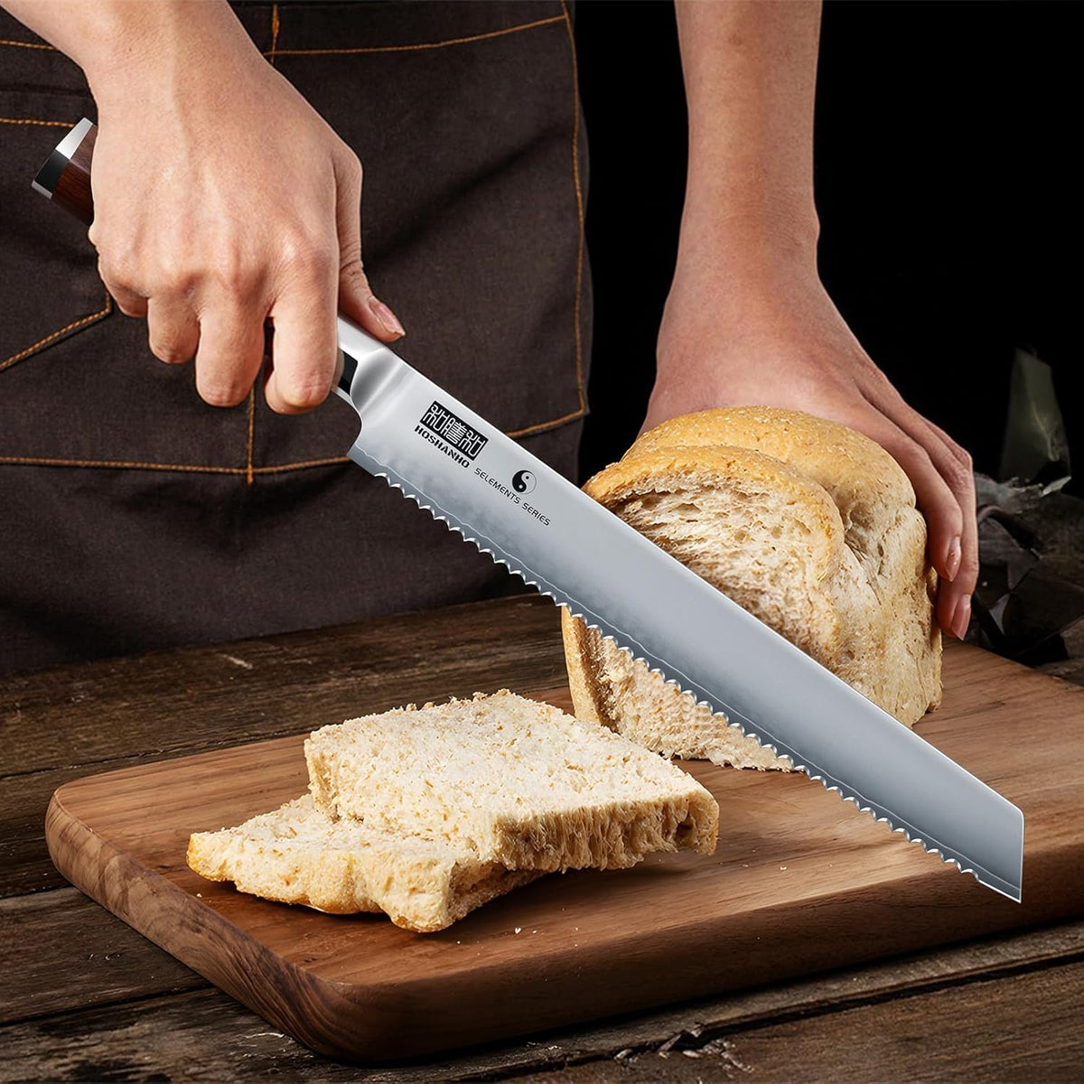 10" Bread Knife, Japanese Serrated Knife for Homemade, Sourdough