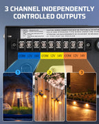 DEWENWILS 300W Matter Landscape Lighting Transformer, 3 Zones