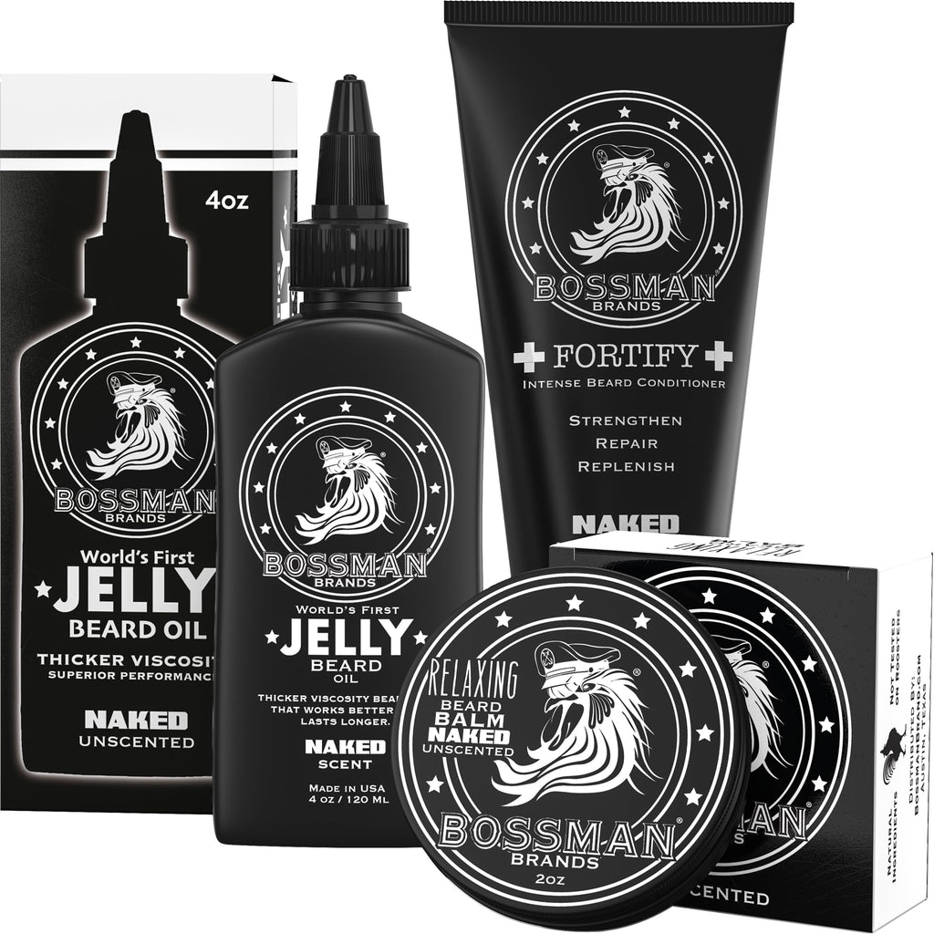 Essentials Beard Kit for Men, 3-Piece Gift Set - Naked (Unscented)