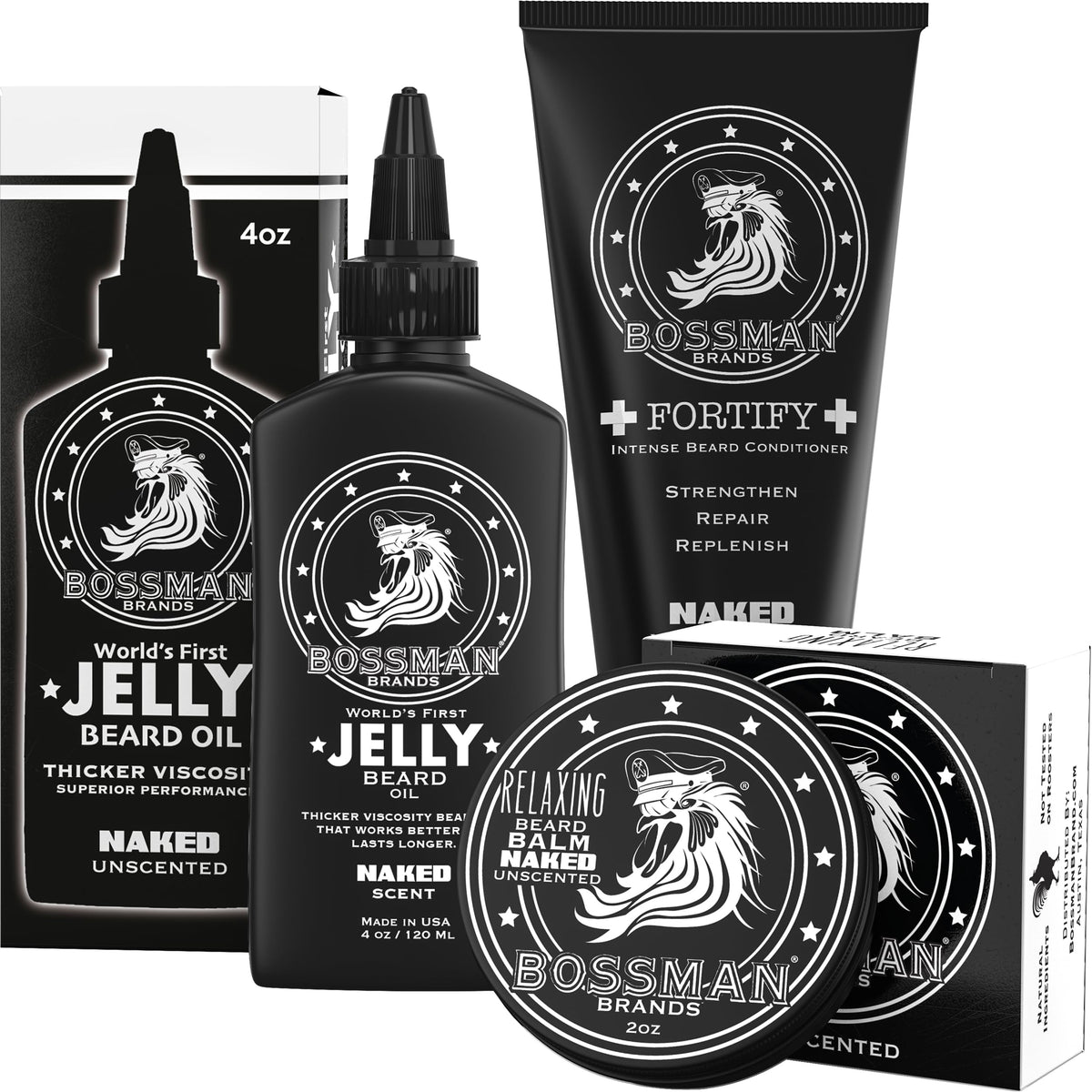 Essentials Beard Kit for Men, 3-Piece Gift Set - Naked (Unscented)
