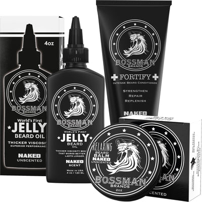Essentials Beard Kit for Men, 3-Piece Gift Set - Naked (Unscented)