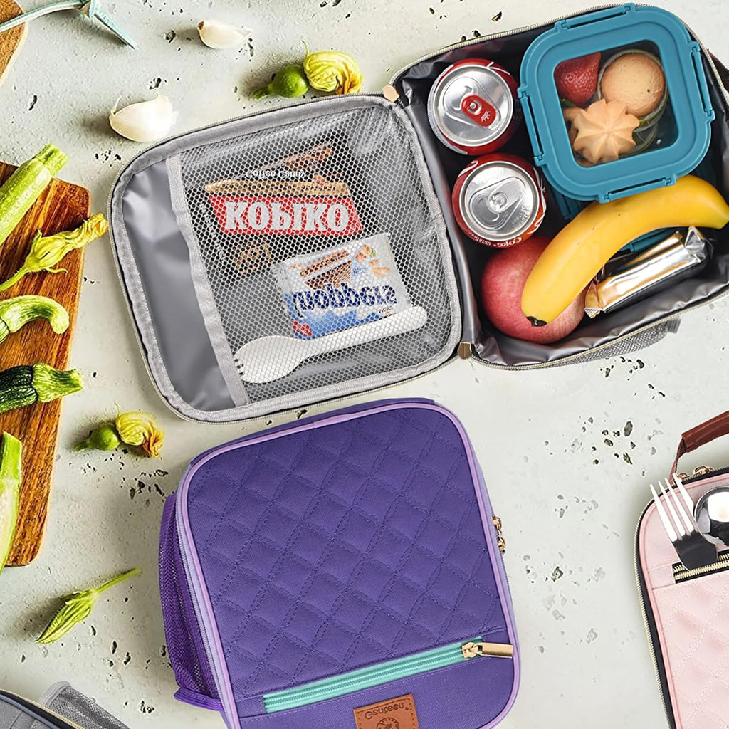 Kids Lunch Box Lunch bag for Girls, Boys, Teens Insulated Soft Mini Cooler with Bottle Holder, Lightweight Reusable