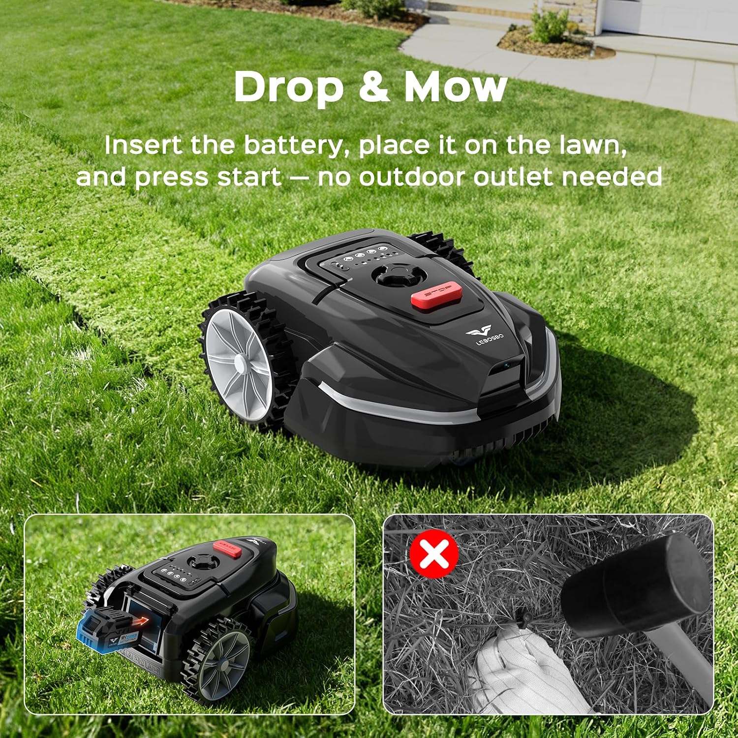 V3 Robotic Lawn Mower with AI Vision Obstacle Avoidance, Smart APP Control, Low-Noise Operation, Adjustable Cutting