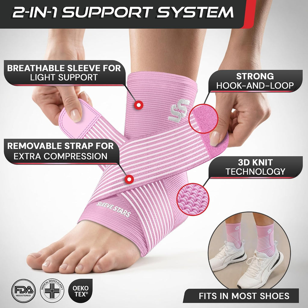 Sleeve Stars Ankle Brace for Women & Men, Ankle Wrap for Sprained Ankle, Compression Sleeve for Plantar Fasciitis