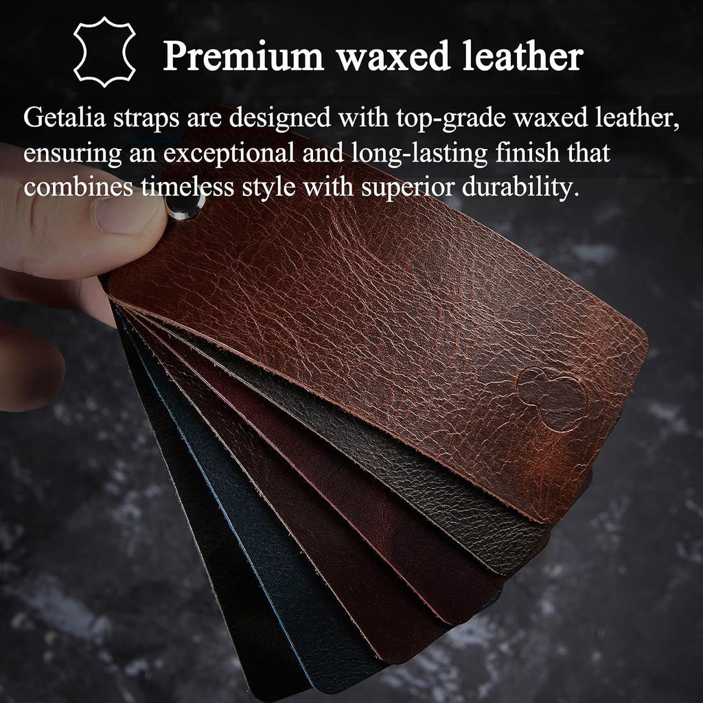 leather Watch Band Retro Oil Wax Leather,18mm 19mm 20mm 21mm 22mm Quick Release Foldover Clasp Watch Straps for Men