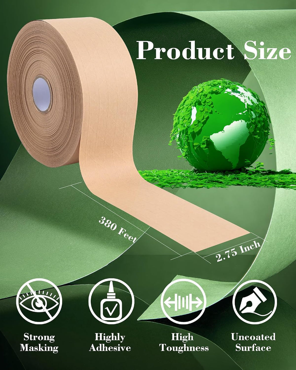 2-Pack Water Activated Kraft Paper Tape
