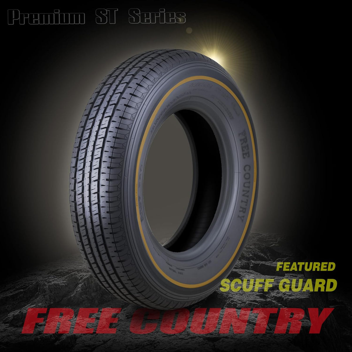 Free Country Premium Trailer Tire ST205/75R15 8PR LRD 107N w/Scuff Guard