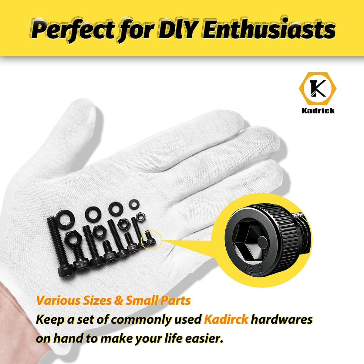KADRICK 860PCS Metric Screws Assortment Kit,M6 M5 M4 M3 Hex Socket Head Cap