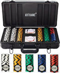 14 Gram Clay Poker Chip Set for Texas Hold’em, 300Pcs Casino Style Chips, with K-Type Aluminum Case and Dealer Buttons.