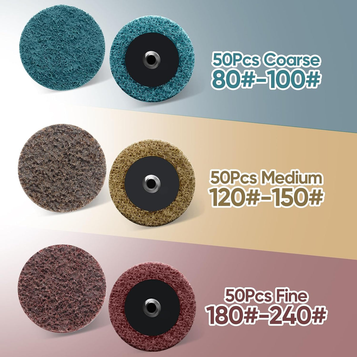 150 Pcs 2 Inch Surface Conditioning Discs Medium Grit Quick Change Sanding Discs for Die Grinders, Surface Stripping, Grinding, Polishing, and Burr Finishing