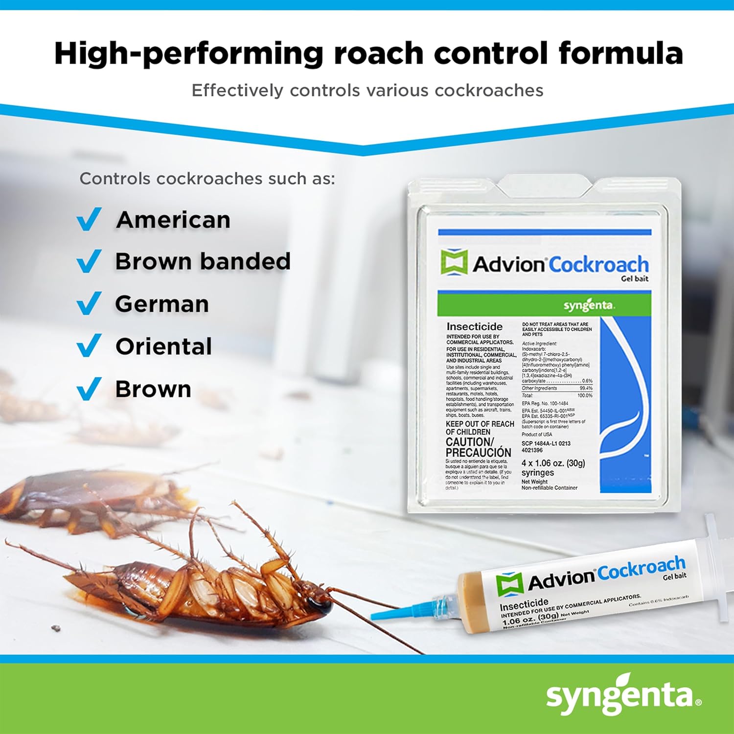 383920 Advion Cockroach Gel Bait 4 X 30 Gram Tubes Roach Control