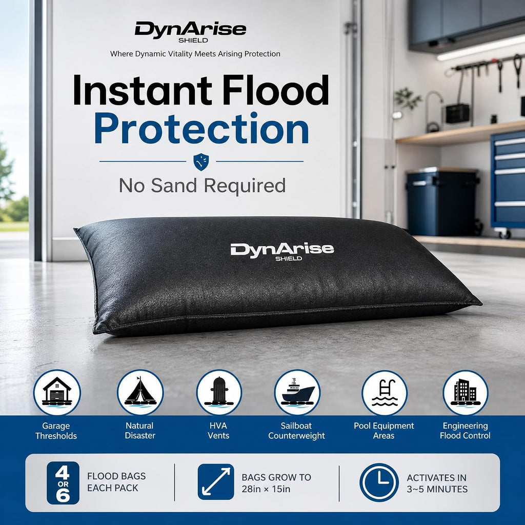 Water Activate Resuable Flood Barrier 4-Pack Kit | For Home Doors Water Barriers for Flooding 27.56 x 15 x 3.94