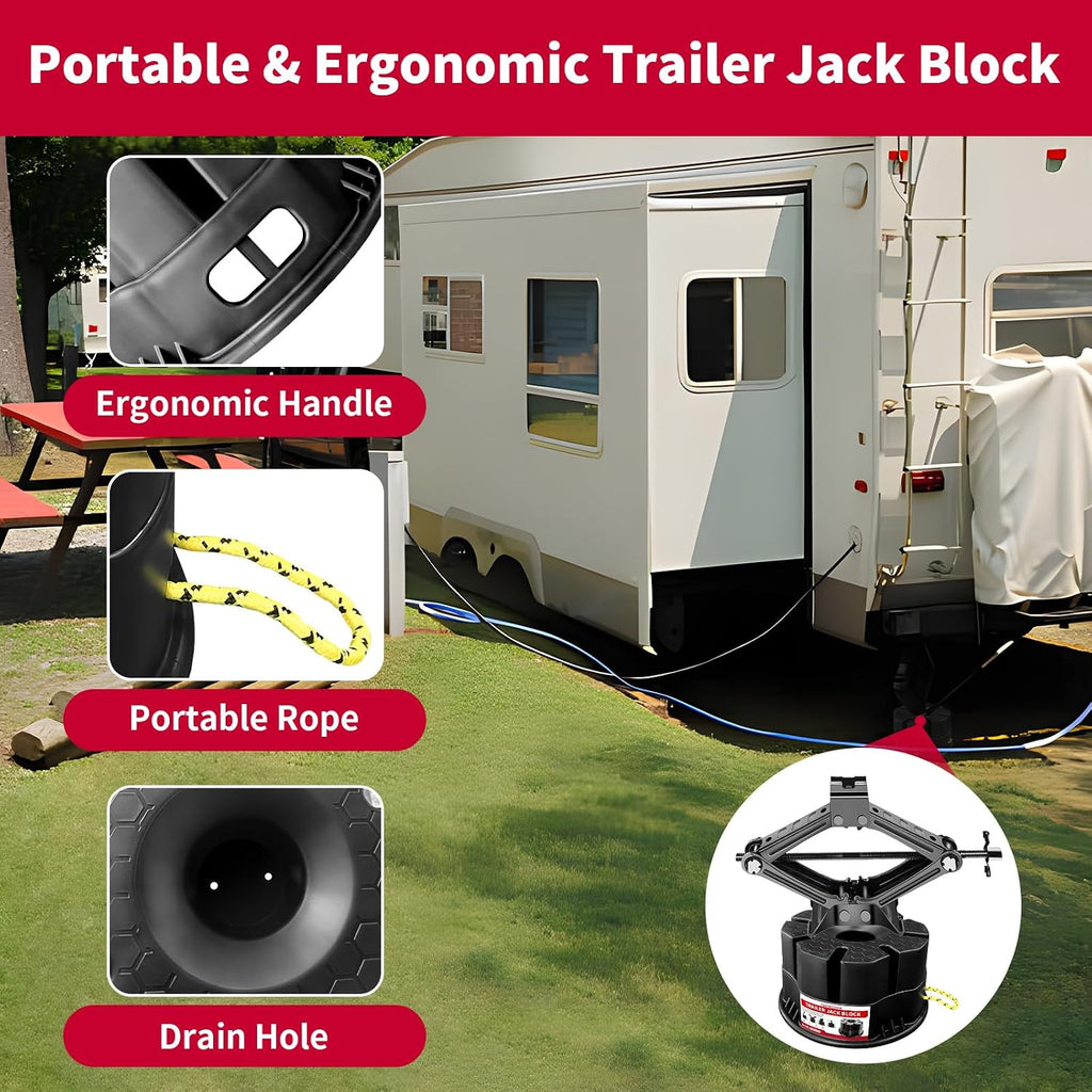 Trailer Jack Block 6’’H with Bag, Heavy Duty RV Stabilizer Blocks & Camper Leveling Blocks for Travel Trailer, Fits