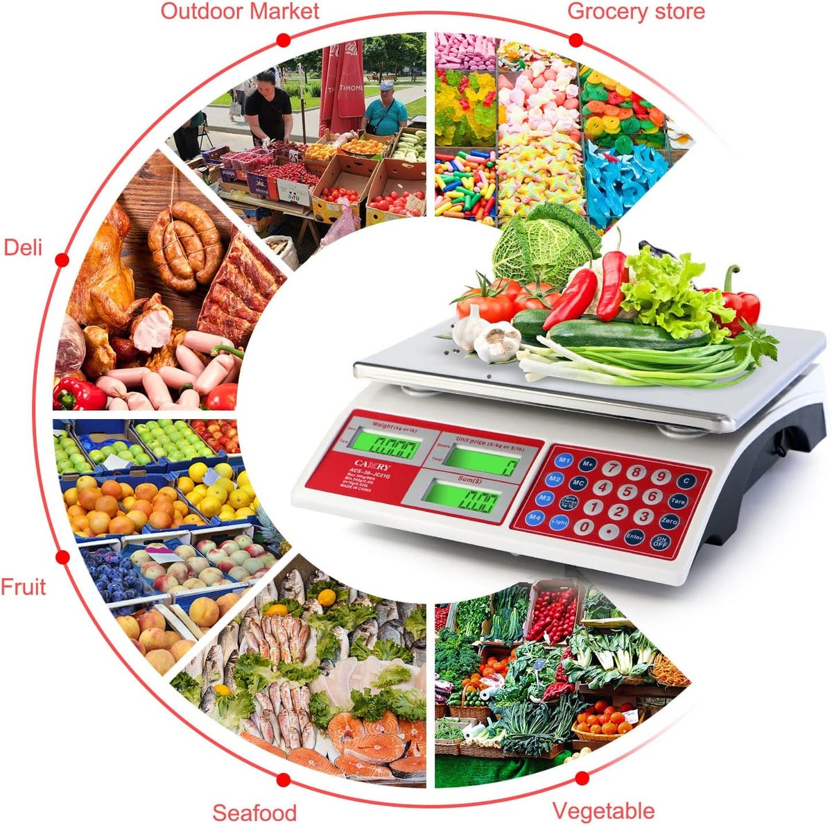 Commercial Price Computing Scale, 66lb/30kg, Dual LCD