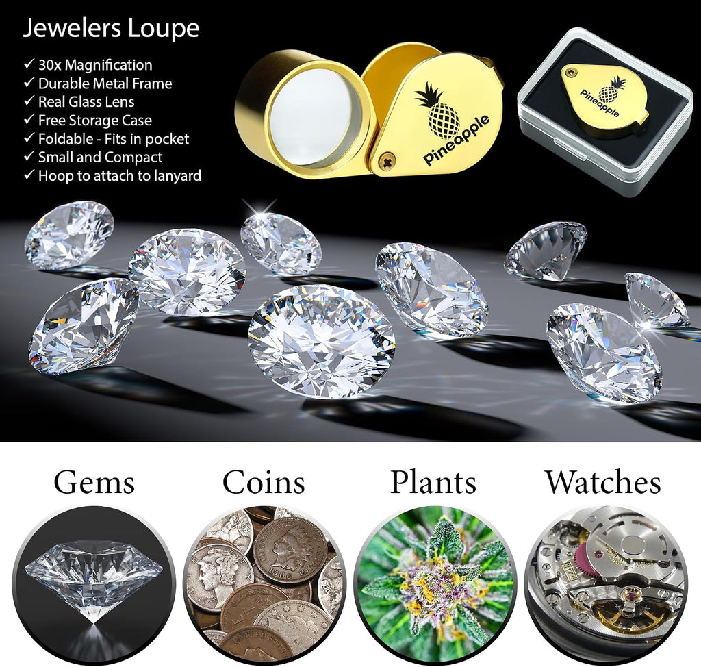 30X Jewelers Loupe Magnifier Foldable Pocket Magnifying Glass Small Jewelry Eye Loop for Jewelers, Gems, Diamonds