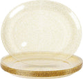 6Pack Gold Glitter Plastic Serving Trays Serving Platters for Party