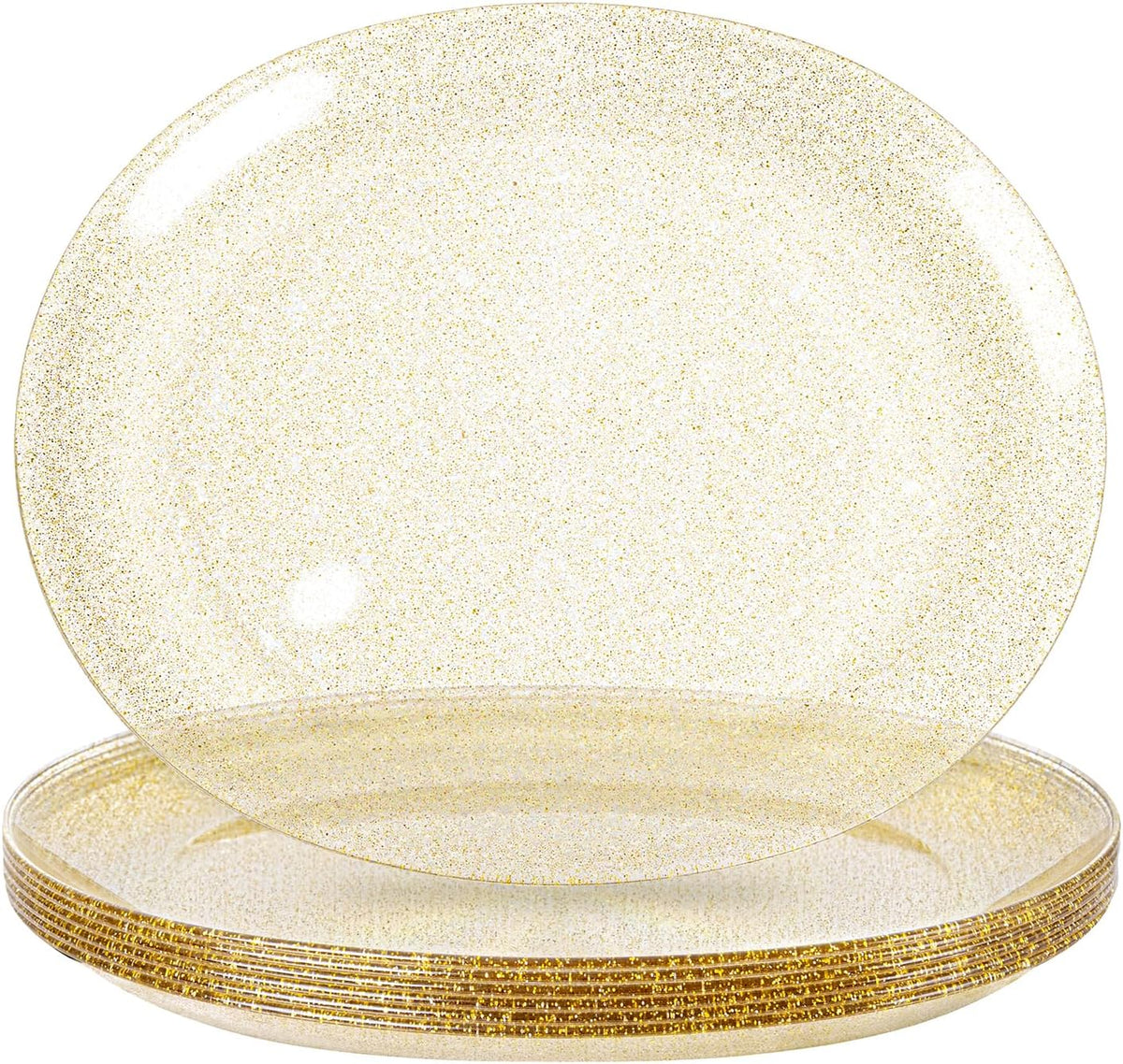 6Pack Gold Glitter Plastic Serving Trays Serving Platters for Party