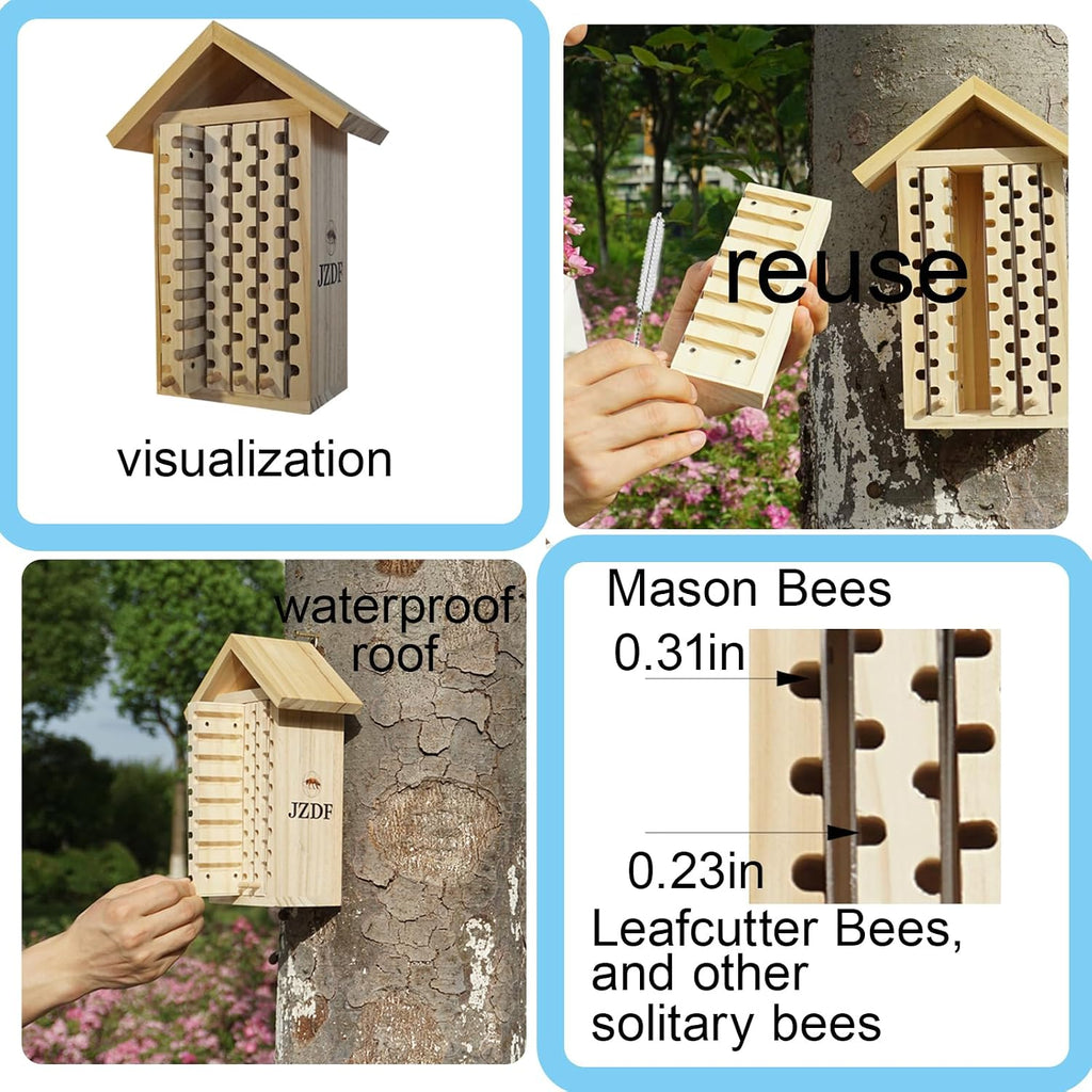 Mason Bee House,JZDF Bug Hotel,Bug Hotel,Carpenter Bee House for The Garden,Leaf Cutter Bees House