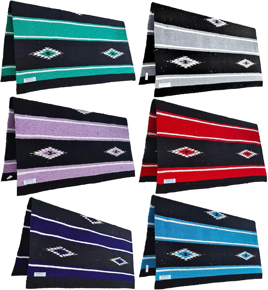 36"x 34" Navajo Design Acrylic Saddle Blanket -2.4 lbs (Purple and Black)