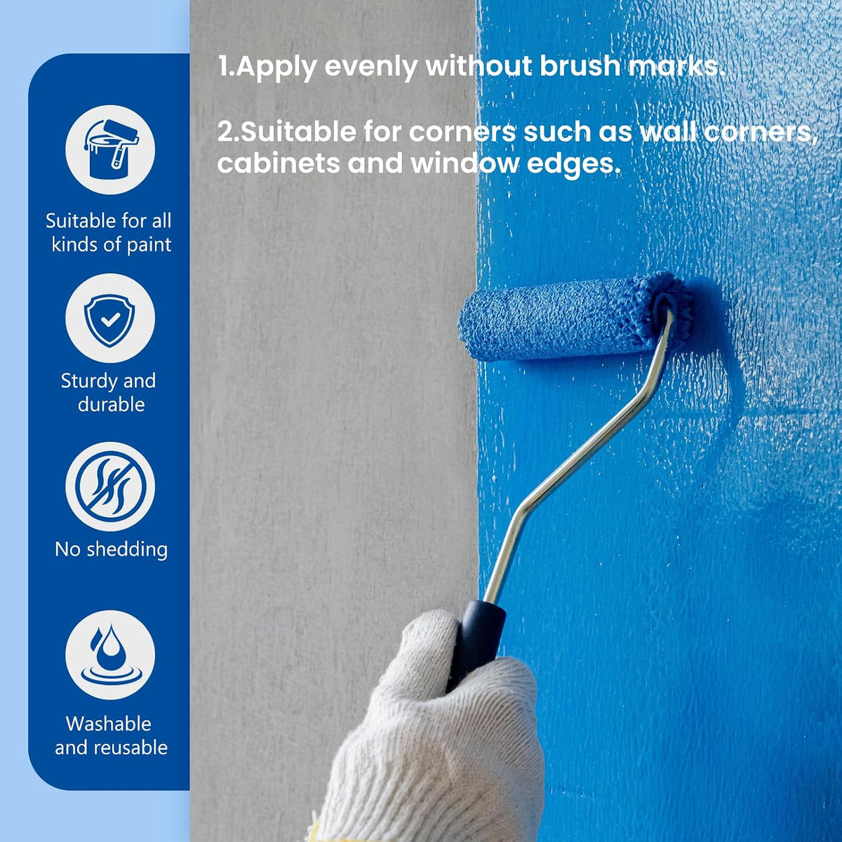4 Inch Microfiber Paint Roller, 3/8" Nap, 24 Pack