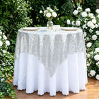 Silver Sequin Tablecloth 36x36 Small Table Cloth Wedding Party