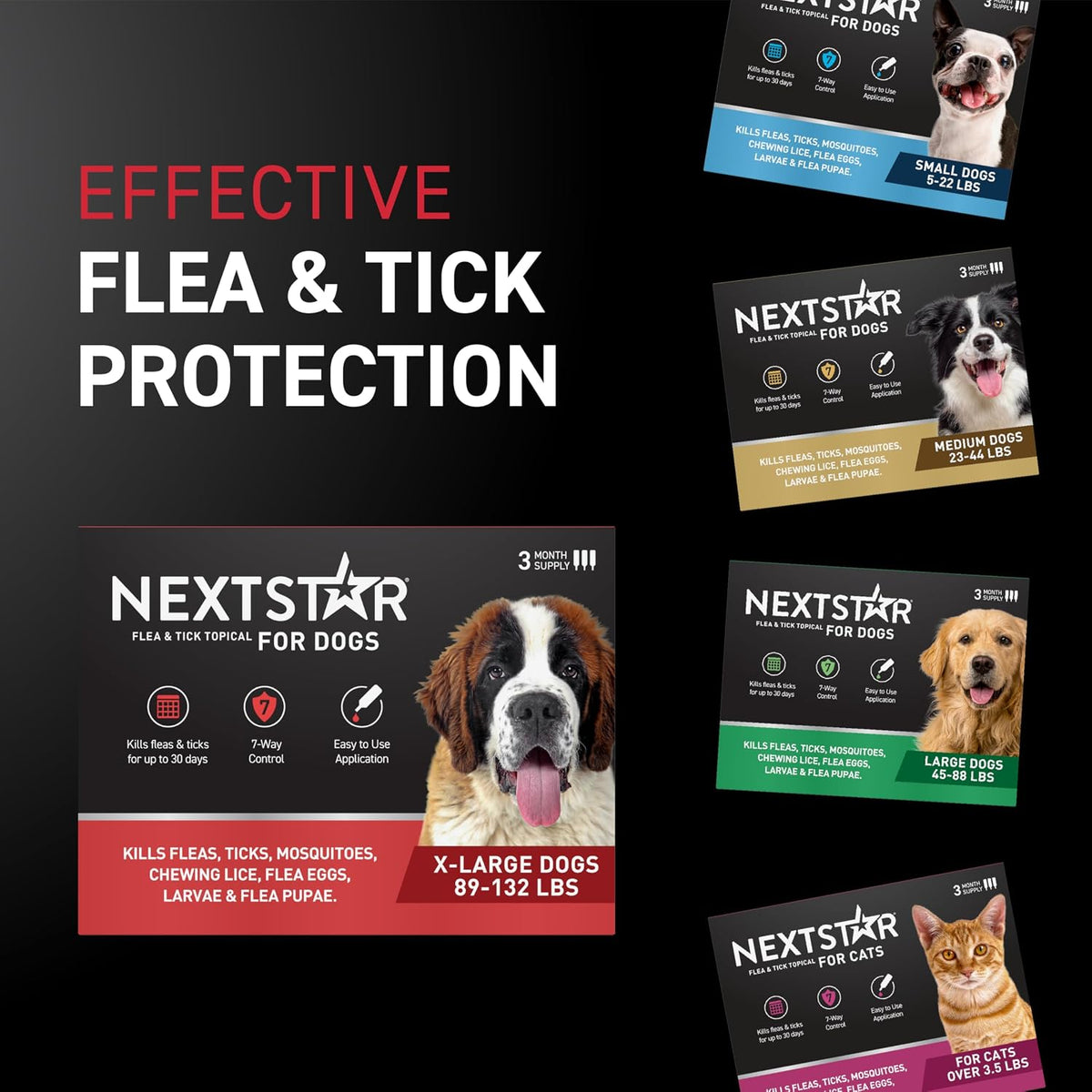 Flea & Tick Topical Dogs Extra Large, 7-Way, 1-Month