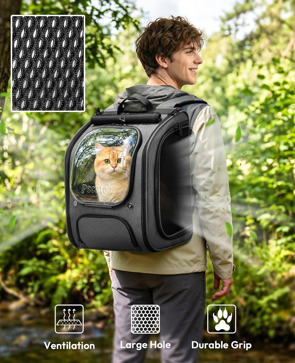 Cat Backpack Carrier,Large Space Cat Bubble Backpack,Ergonomic,Gray